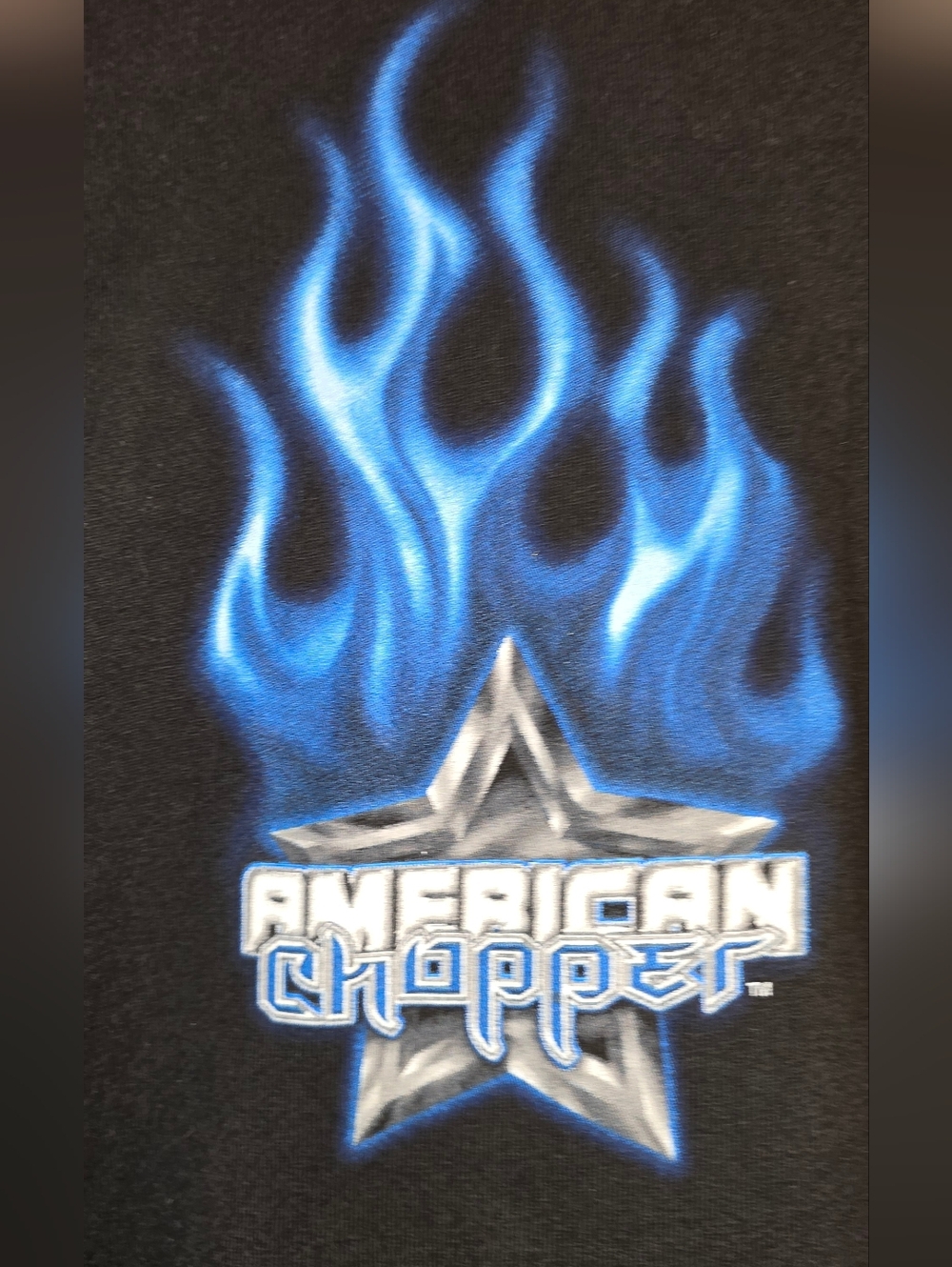 Vintage American Chopper Blue Flame Black Short Sleeve Crewneck 100% Cotton XL